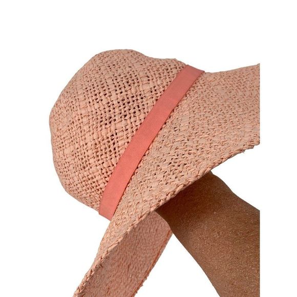 Dorothy Perkins Pink Straw Sun Hat Charm Ribbon 3715 Floppy Packable Resort - Picture 5 of 11